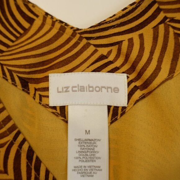 Liz Claiborne Medium Brown V-Neck Short ‎ Sleeve Blouse Lined Top Rayon - Picture 9 of 10